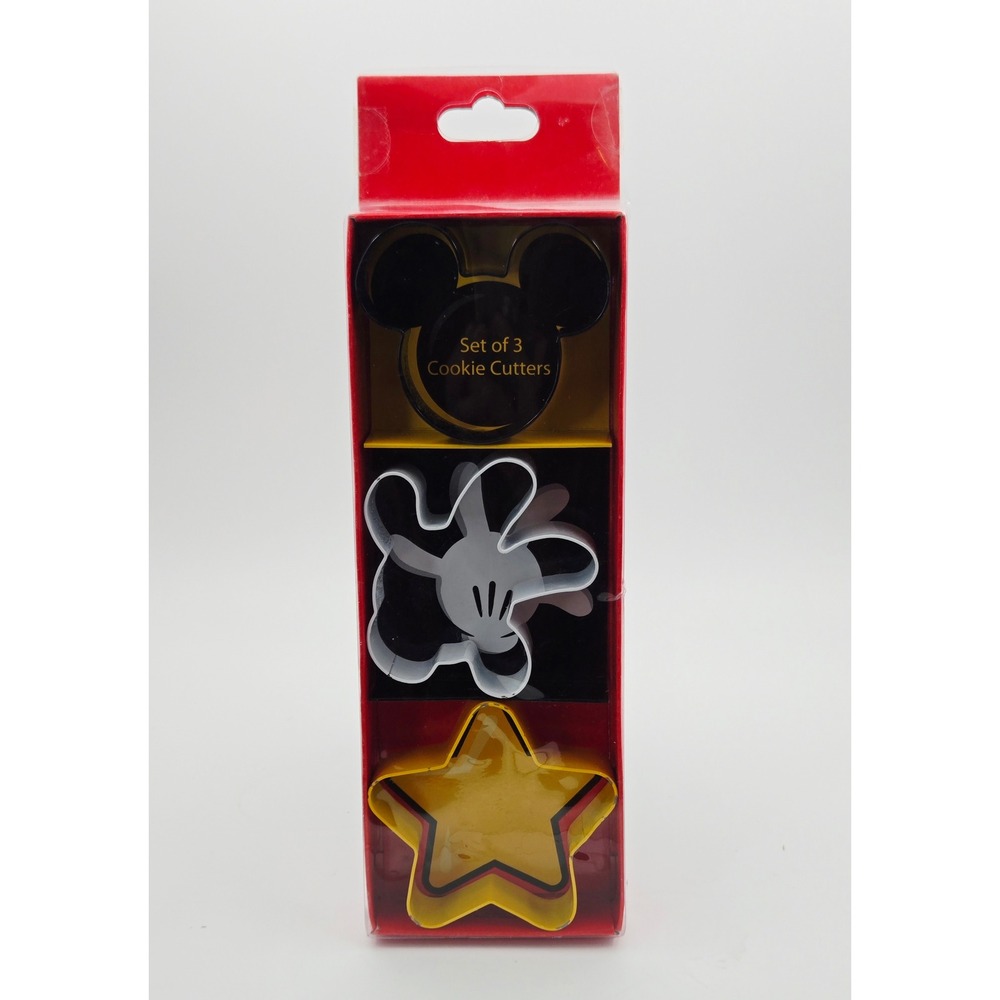 Disney Parks Mickey Mouse Cookie Cutter Set 3 Piece Glove Head Star Metal New